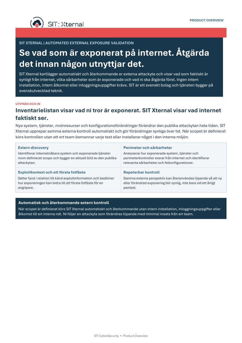SIT Xternal Product Overview